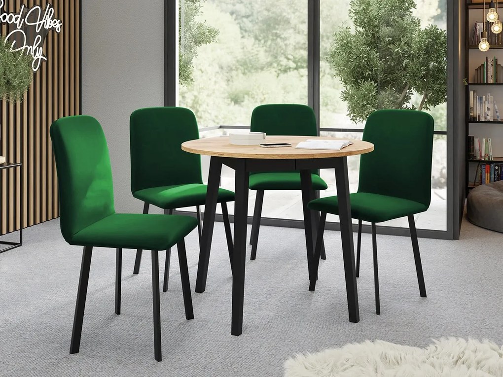 Jedálensky set Kirtore S 90 so 4 stoličkami Lekoz, Farby:: Amor Velvet 4311, Farby:: sivý mramor / čierna