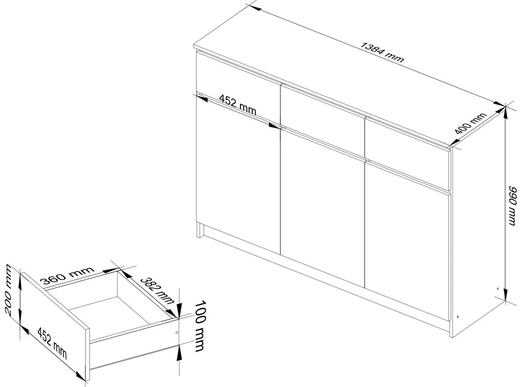 Komoda Kuwait 3D 3D (jelša). Akcia -13%. Vlastná spoľahlivá doprava až k Vám domov. 1117152