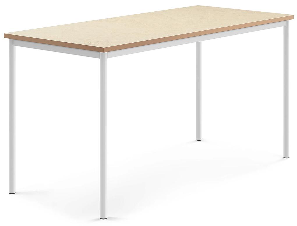 Stôl SONITUS, 1800x800x900 mm, linoleum - béžová, biela