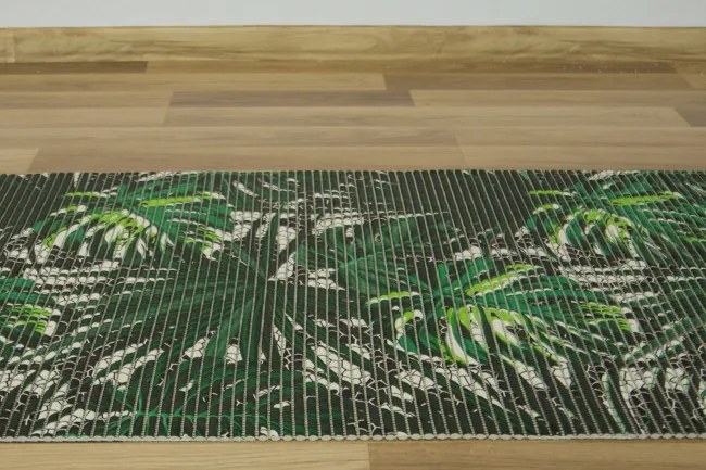 Kúpelňová penová rohož Softy-tex Monstera zelená / čierna