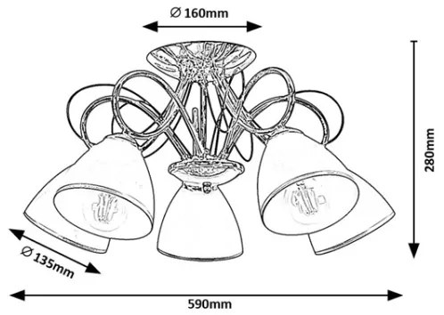 Brilagi - Prisadený luster FRED 5xE27/60W/230V, priemer 59 cm, lesklý chróm
