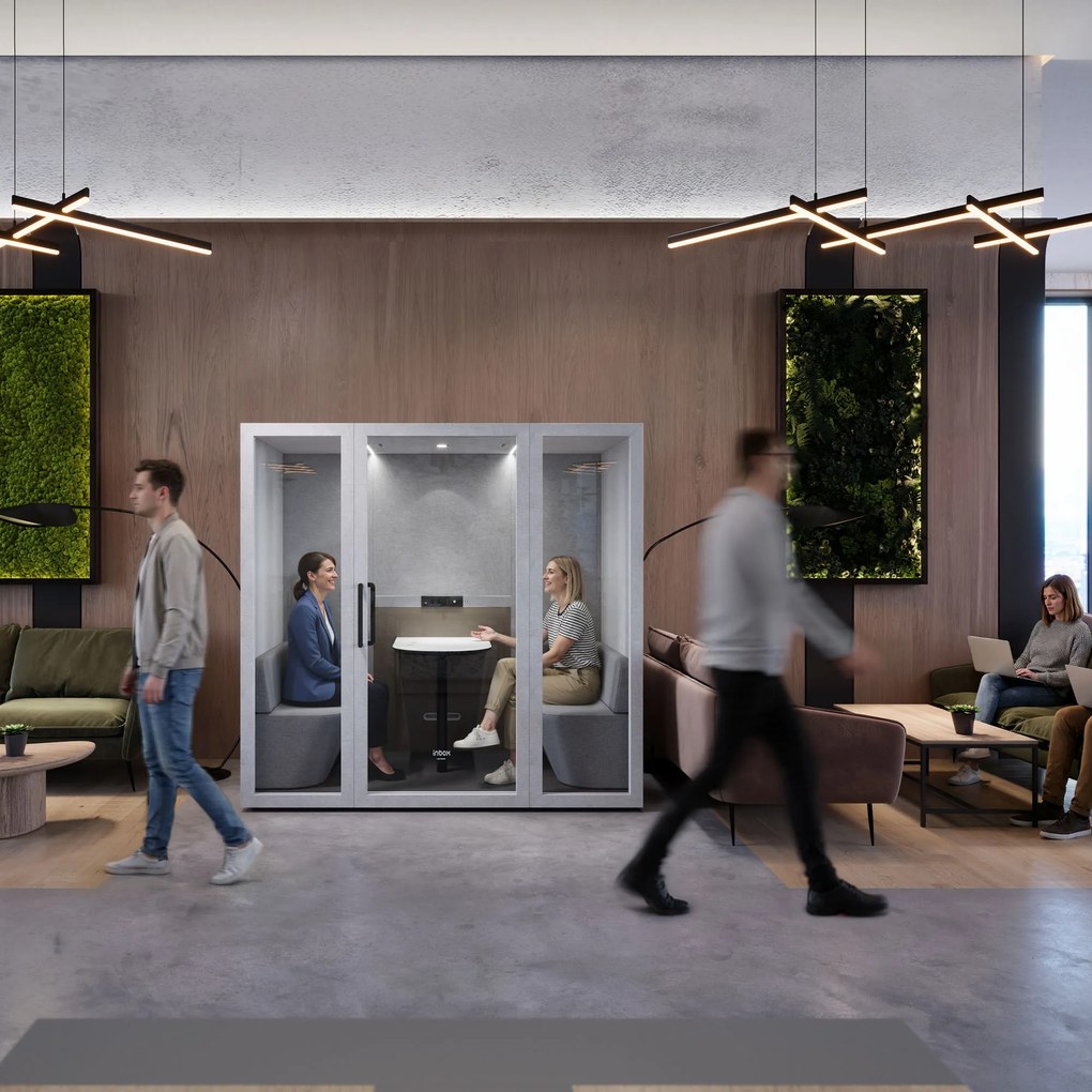 Akustická kancelárska kabína INBOX pre 4 osoby 2200 × 2200 × 1220 mm