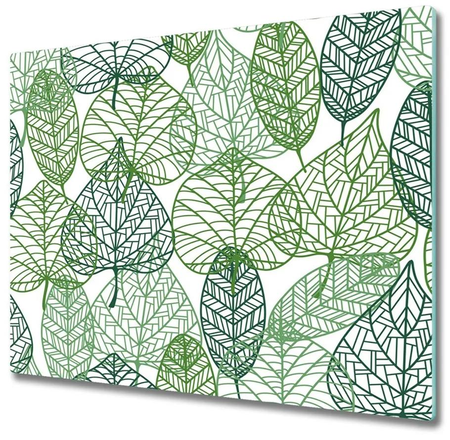 Sklenená doska na krájanie Zelený listový vzor 60x52 cm