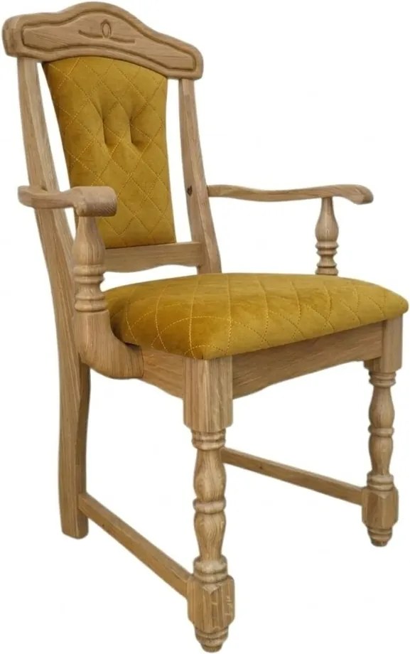 Klasická dubová - čalúnená stolička s podrúčkami FA, 65x53x99 cm Caro09