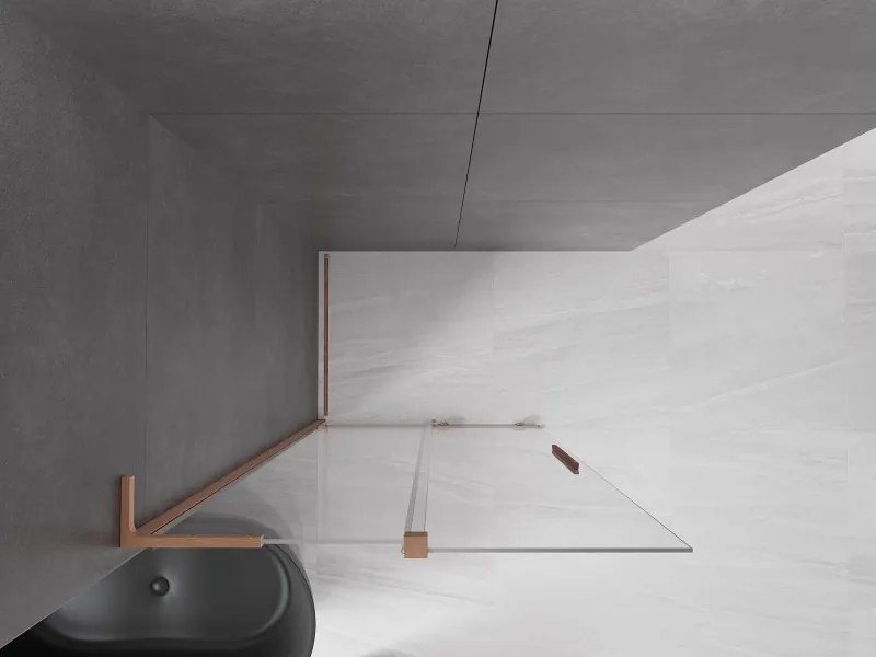 Mexen Velar L, posuvná sprchová zástena Walk-in 100 x 200 cm, 8mm číre sklo, medená matná, 871-100-003-03-65