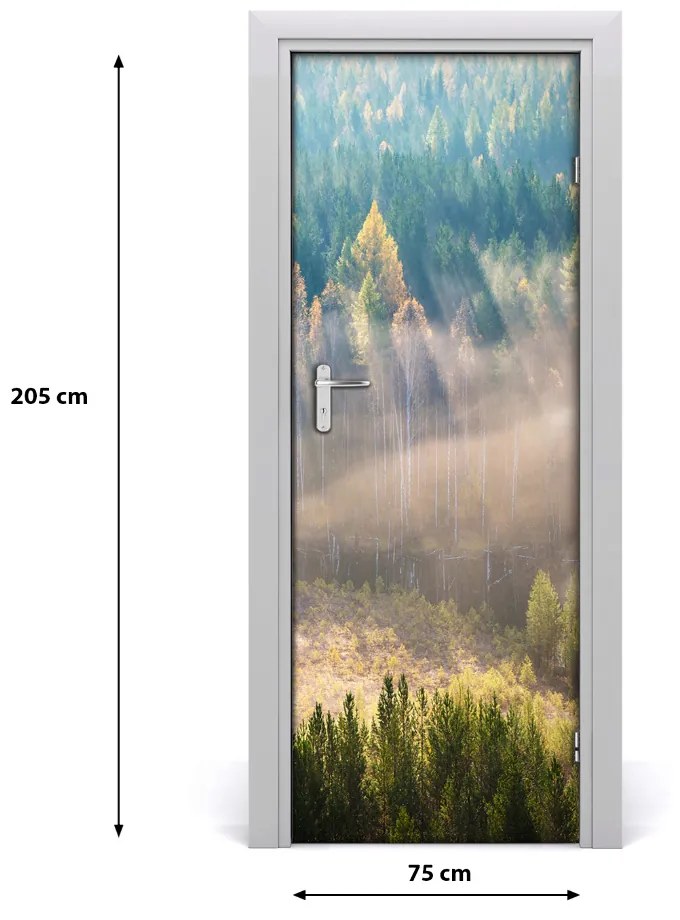 Fototapeta na dvere samolepiace hmla nad lesom 75x205 cm