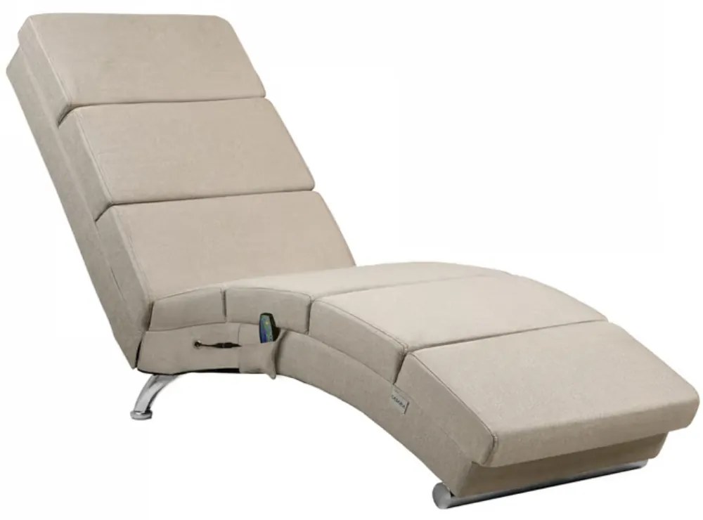 Leňoška LONDON s masážnou a vyhrievacou funkciou, 186×55×89cm, béžová Casaria