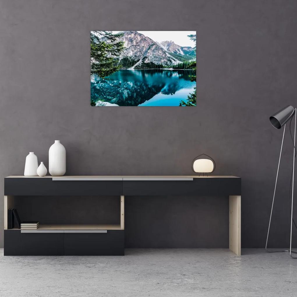 Sklenený obraz Jazerá v Alpách (70x50 cm)