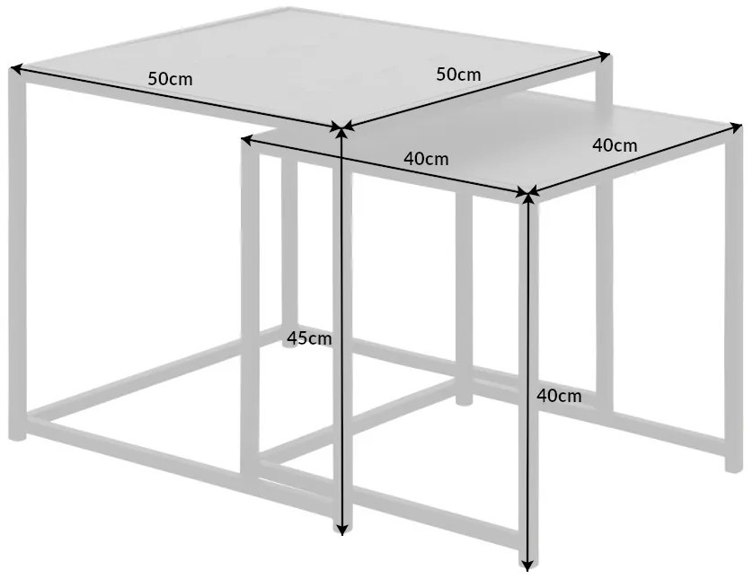 Sada odkladacích stolíkov Maille 50 cm čierny jaseň