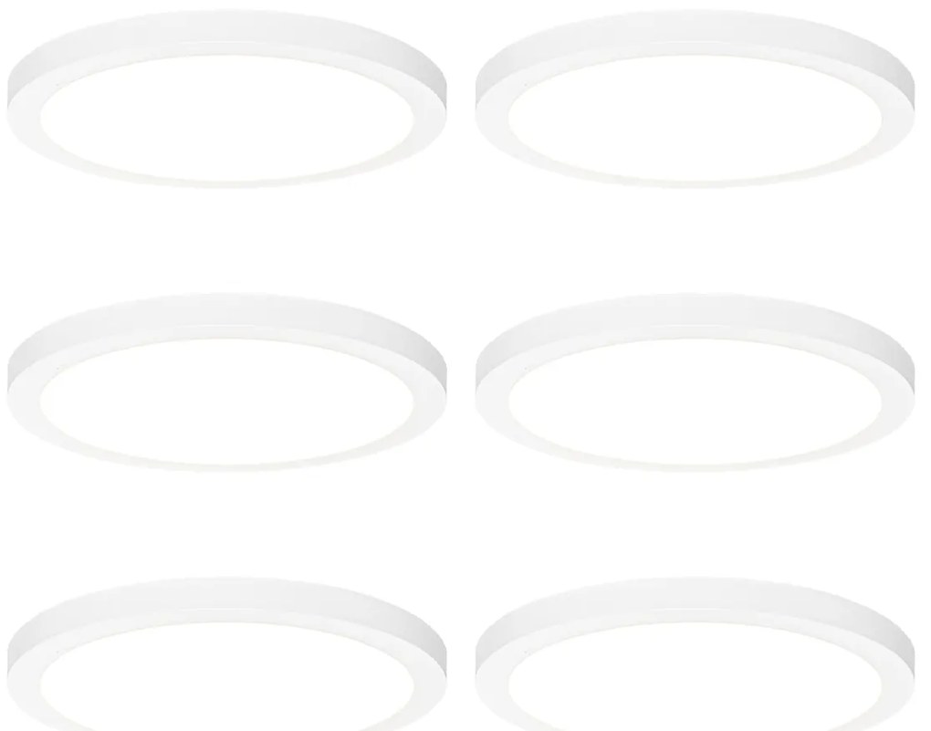 Sada 6 zapustených alebo povrchových bodových svetiel biela 30 cm vrátane LED 3-krokového stmievania do tepla - Trans