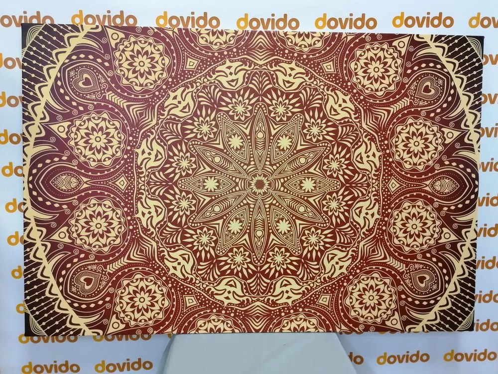 Obraz okrasná Mandala s krajkou v bordovej farbe