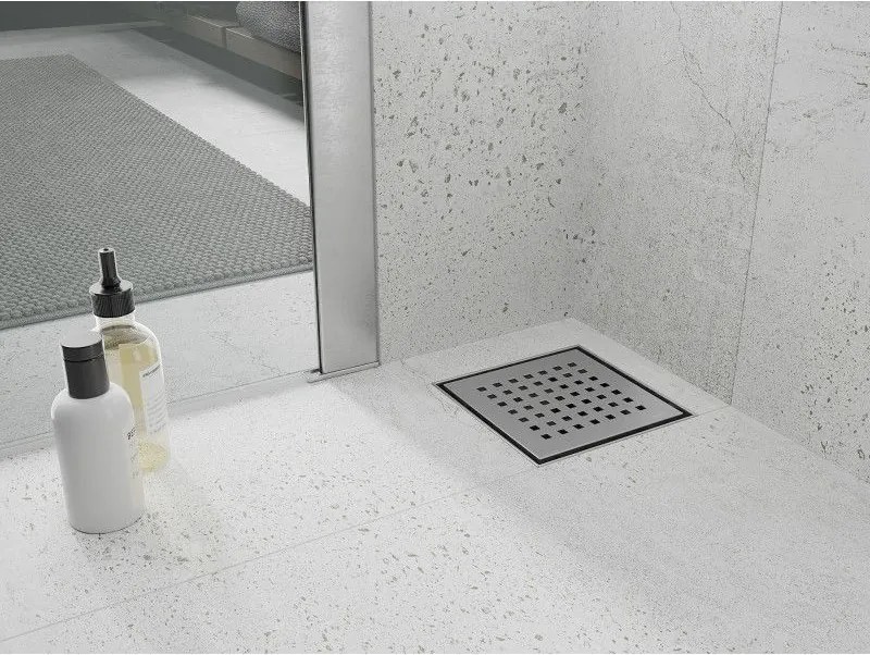 Mexen Flat-Q M08 štvorcová podlahová vpust 15 x 15 cm, brúsená oceľ - 1010515