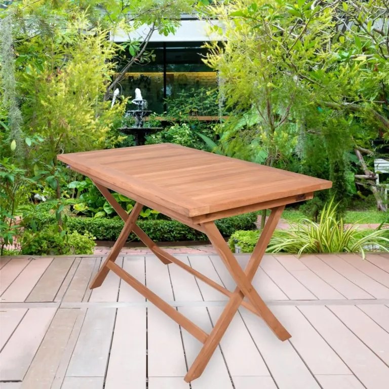Jedálenský stôl DIVERO masívny teak 120 x 70 x 75 cm hnedý