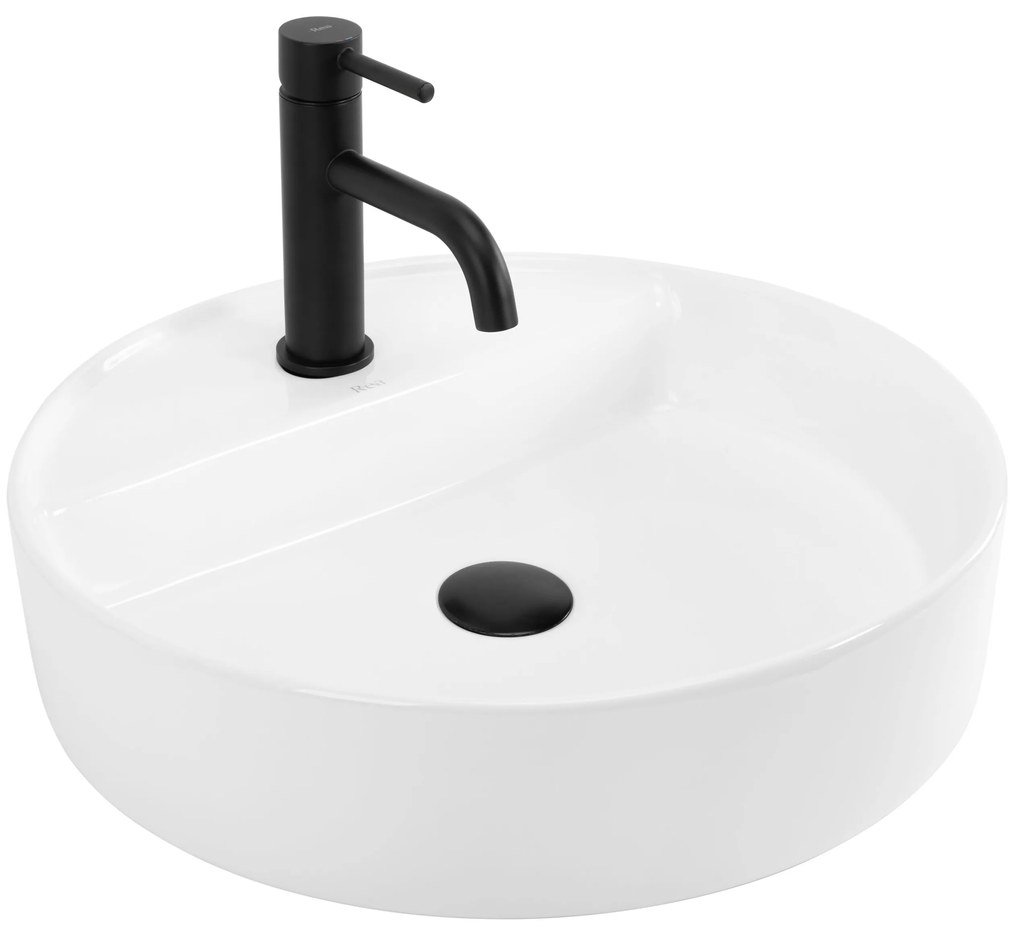 Rea Ronda, umývadlo na dosku 45x45x11 cm, biela lesklá, REA-U6622