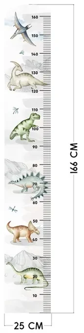 Nálepka na stenu, mierka rastu Dinosaury