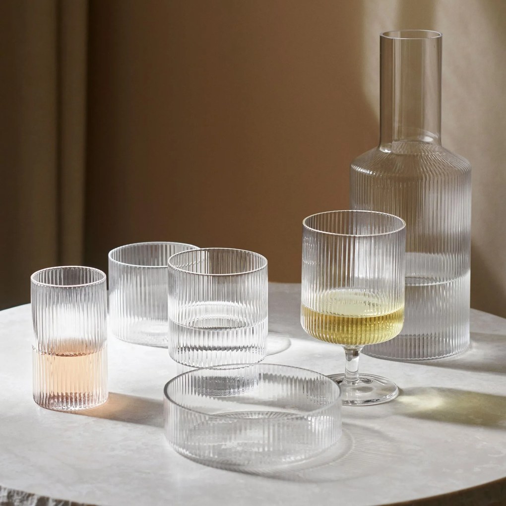 Ferm Living Poháre na víno Ripple Clear 270 ml – set 2 ks
