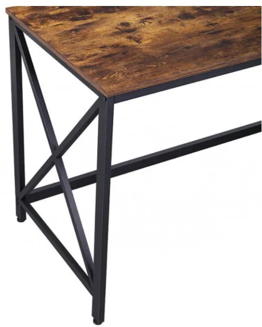 VASAGLE Písací stôl priemyselný 115x60x75 cm hnedý čierny