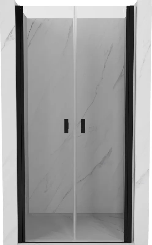 Mexen MIST, 2-krídlové sprchové dvere (d+d) 110x200 cm, 6mm číre sklo, čierny profil, 8A7-110-000-70-00