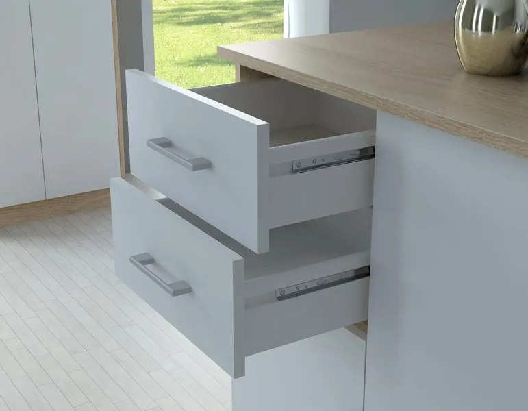 Komoda 3-dverová Universal, dub sonoma/biela