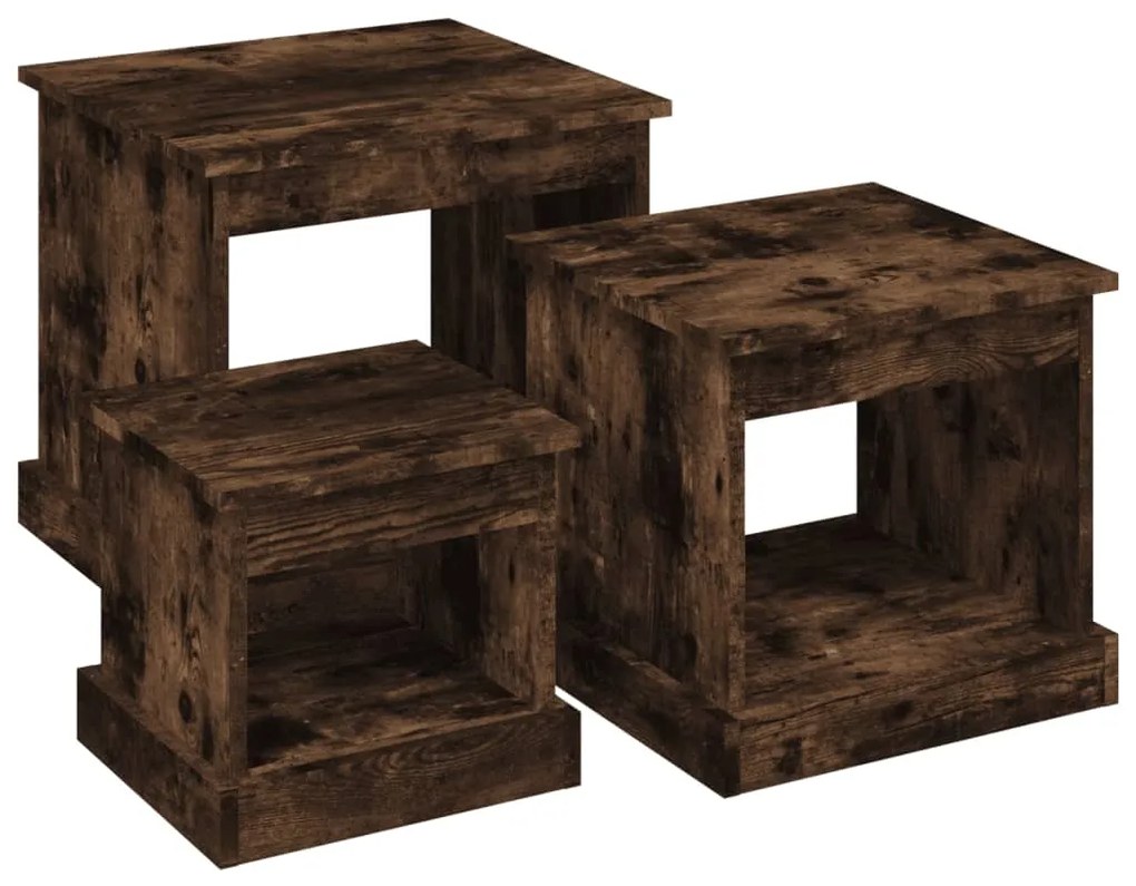 vidaXL Konferenčné stolíky 3 ks, tmavý dub, kompozitné drevo