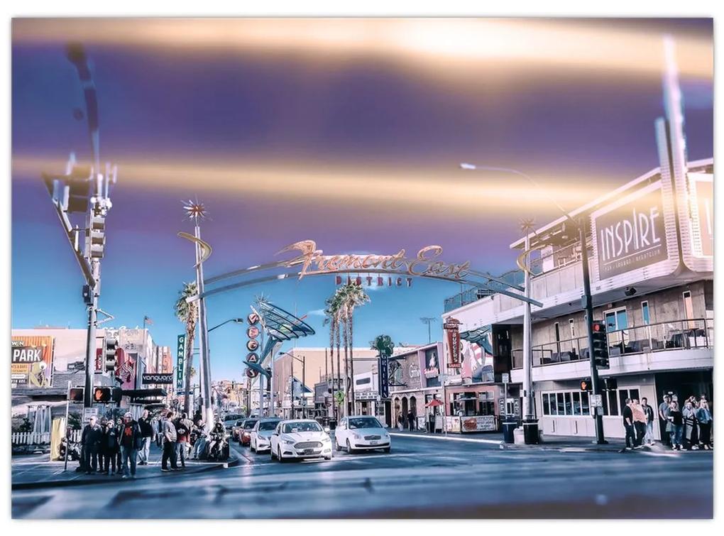 Sklenený obraz ulice v Las Vegas (70x50 cm)