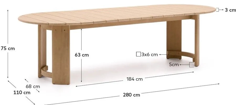 Jedálenský stôl z eukalyptového dreva 110x280 cm Xoriguer – Kave Home