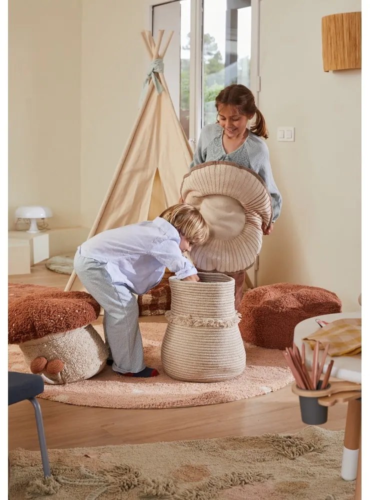 Svetloružový prateľný ručne tkaný bavlnený detský koberec ø140 cm Round Dot Rose – Lorena Canals