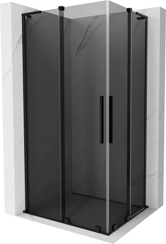 Mexen Velar L Duo, sprchový kút s posuvnými dverami 90 x 80 cm, 8mm šedé sklo, čierna matná, 871-090-080-02-43-70