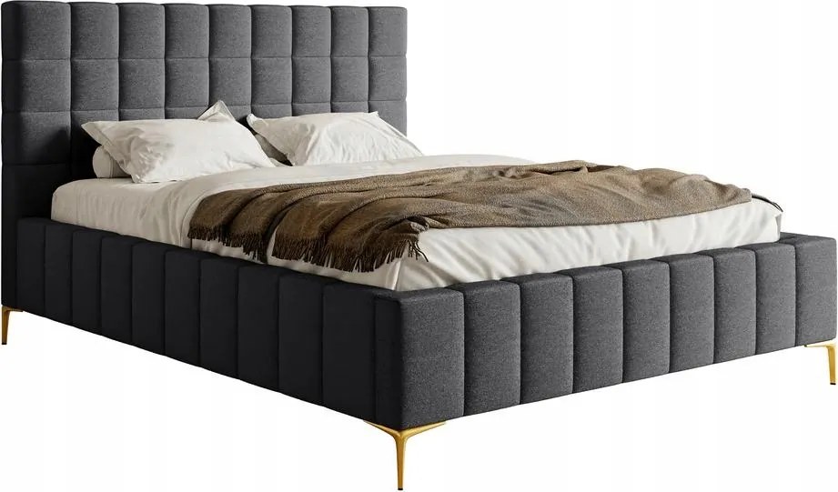 Manželská posteľ 160 cm Sheldona (rošt úl. priest.) (tmavosivá zlatá)