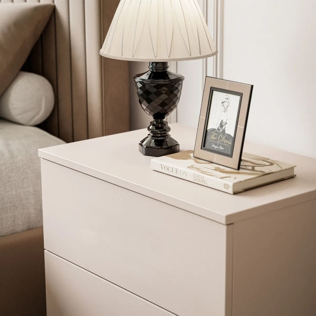 NOČNÝ STOLÍK MARION KAŠMÍR PUSH NOŽIČKY PVC ČIERNE