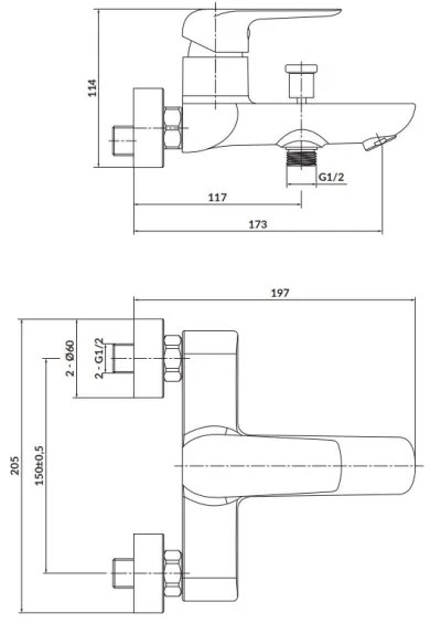 Cersanit S951-344 - Vaňová batéria CITY lesklý chróm