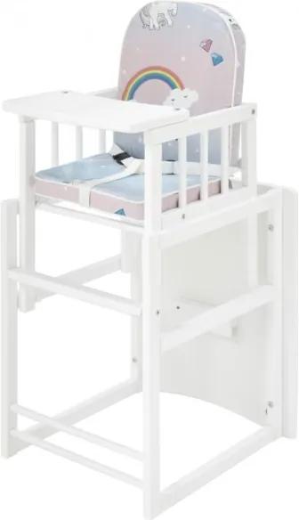 Sconto Detská kombinovaná stolička SARAN biela/motív jednorožci