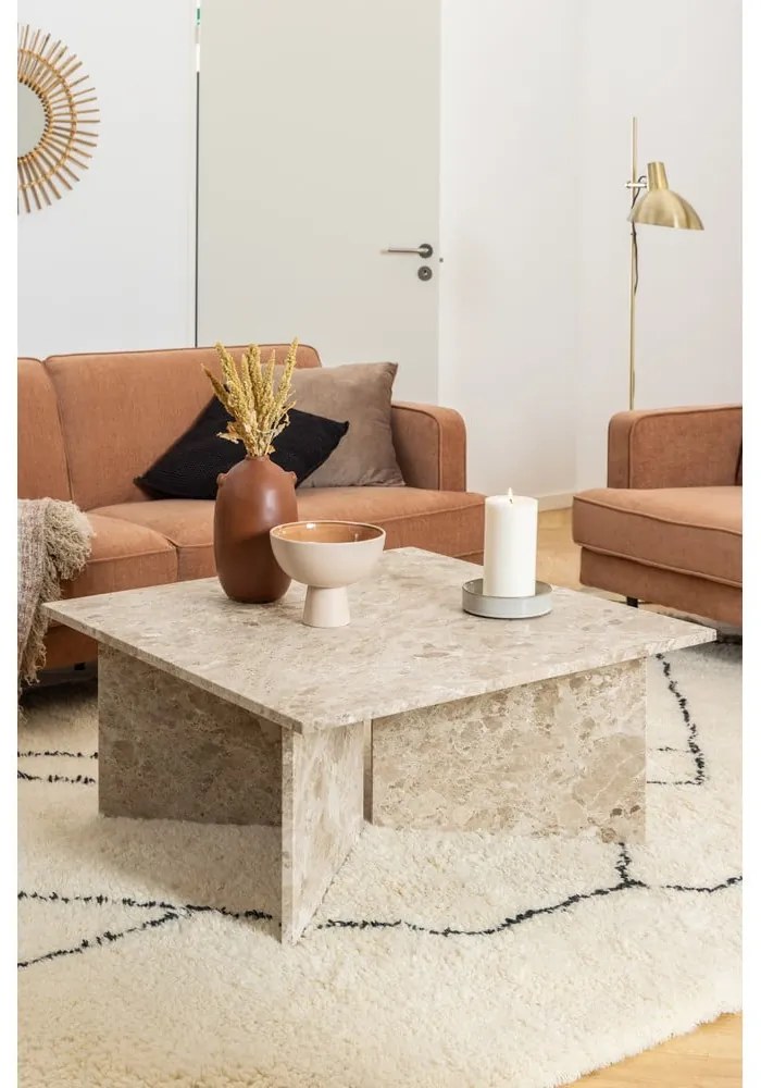 Béžový mramorový konferenčný stolík 90x90 cm Vega – Actona