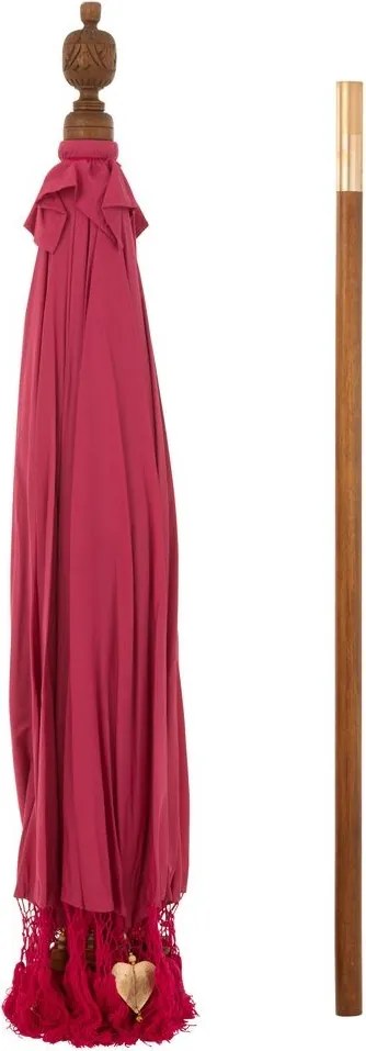 Ružový slnečník so strapcami a drevenou tyčou Dayu Wood - ∅ 200*260 cm