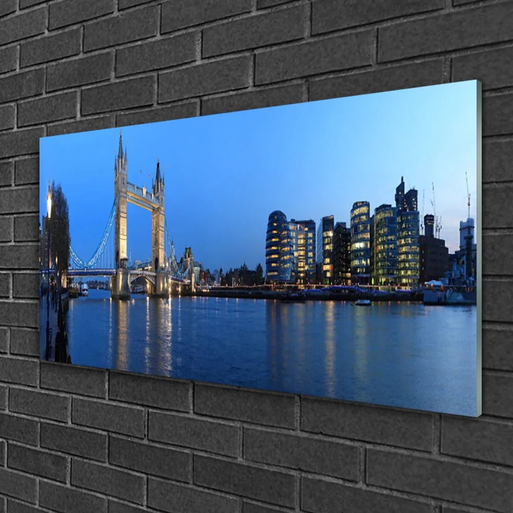 Obraz na skle Most mesto architektúra 125x50 cm