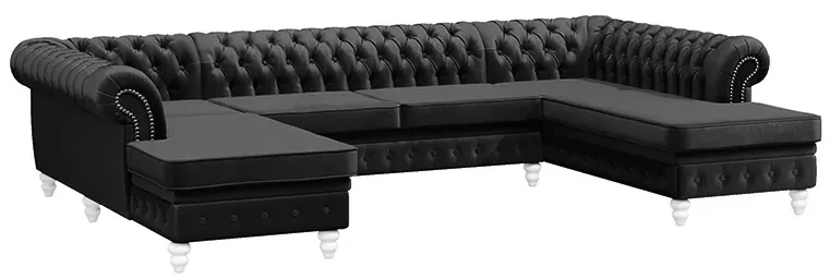 PROXIMA.store - Luxusná sedačka CHESTERFIELD LONG U FARBA NÔH: čierna, DRUH LÁTKY: TORRE - 17, FARBA OZDOBNÝCH ŠPENDLÍKOV: barok