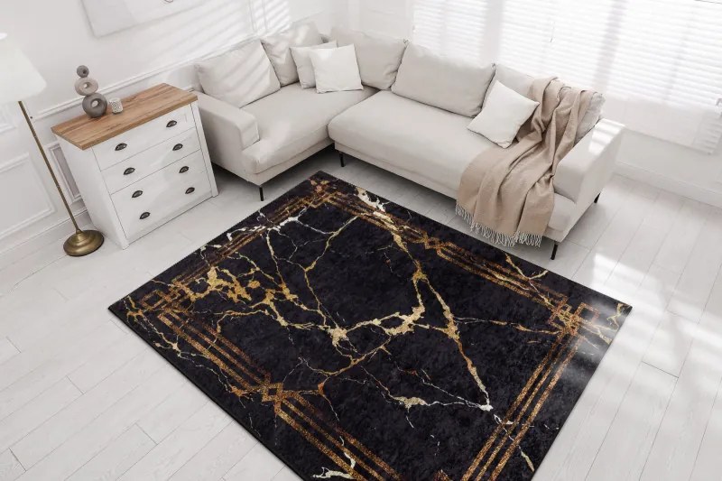 Dywany Łuszczów Kusový koberec Miro 51333.801 Marble black/gold - 120x170 cm