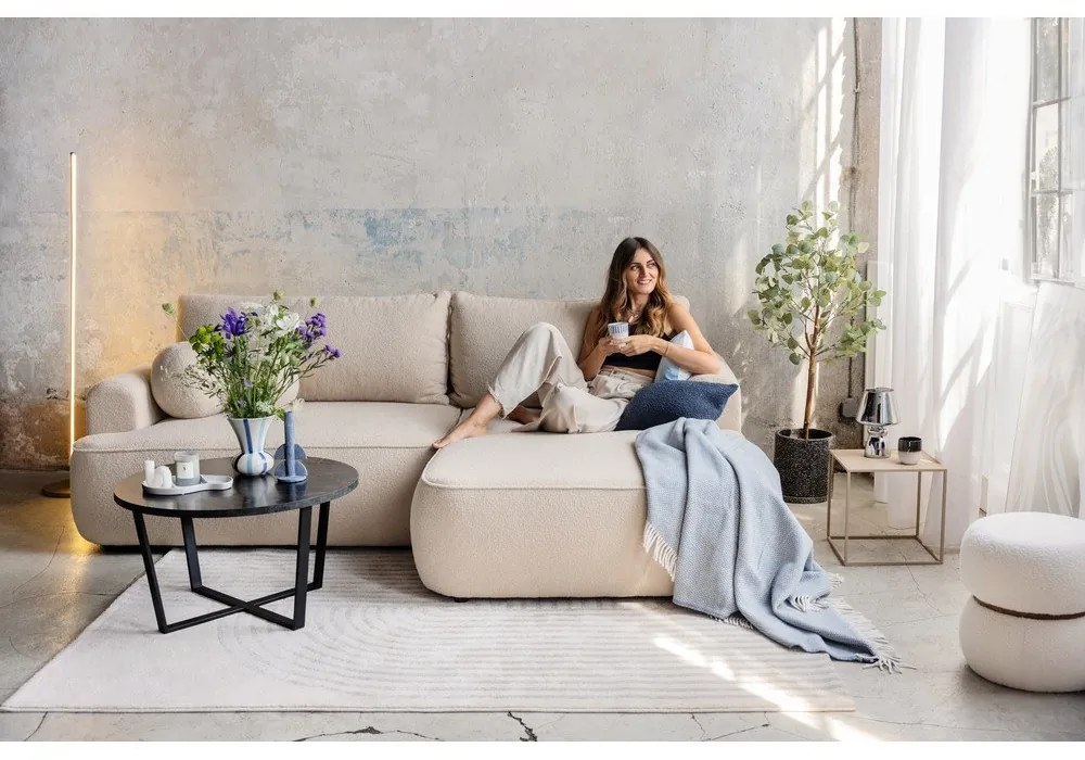 Sivá rozkladacia rohová pohovka z textílie buklé (ľavý roh) Quinoa – Bonami Selection