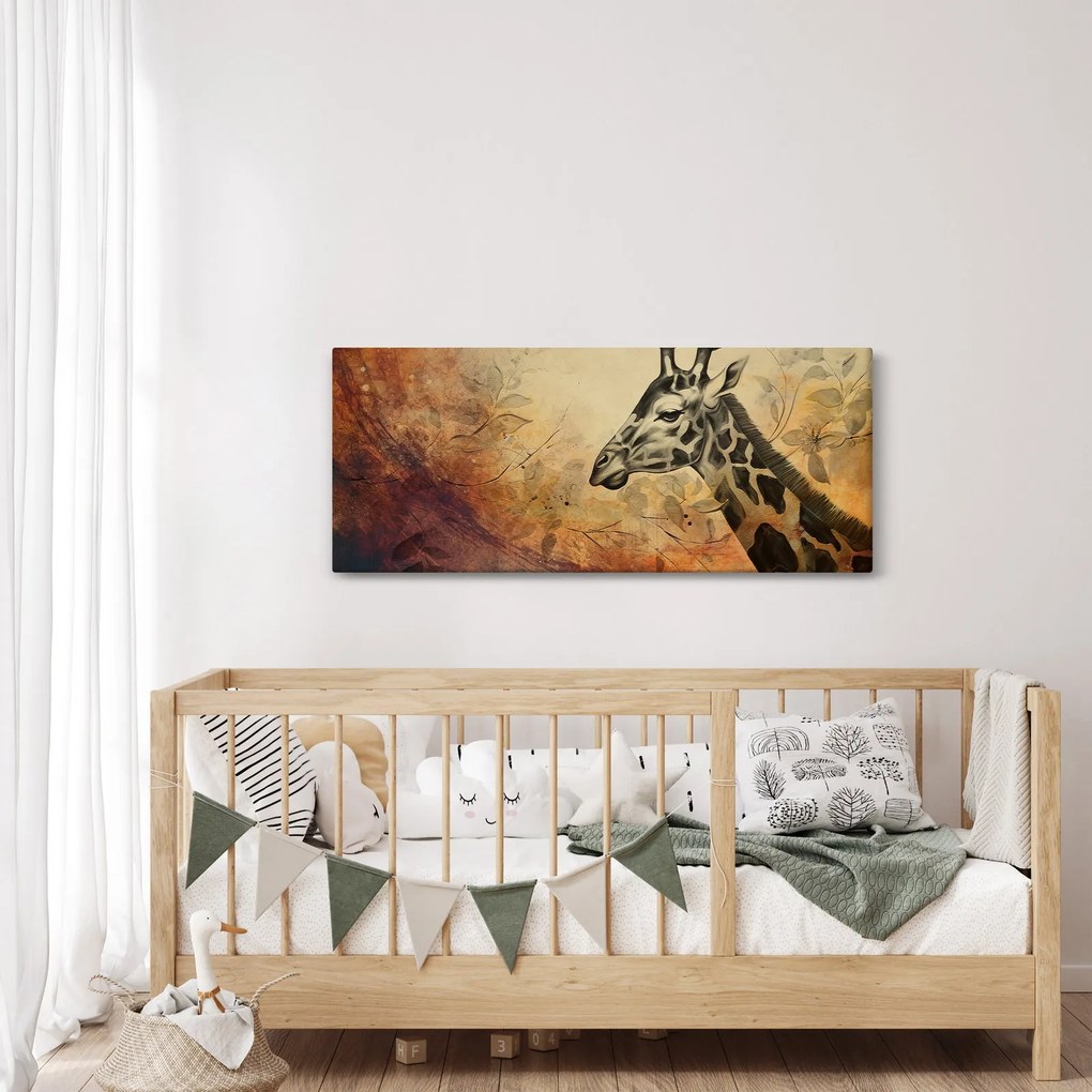 Obraz - Žirafa, maľba (120x50 cm)