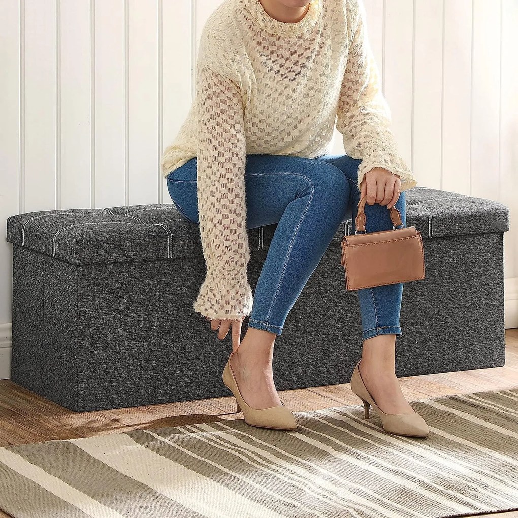 Taburetka, lavica s úložným priestorom, tmavosivá