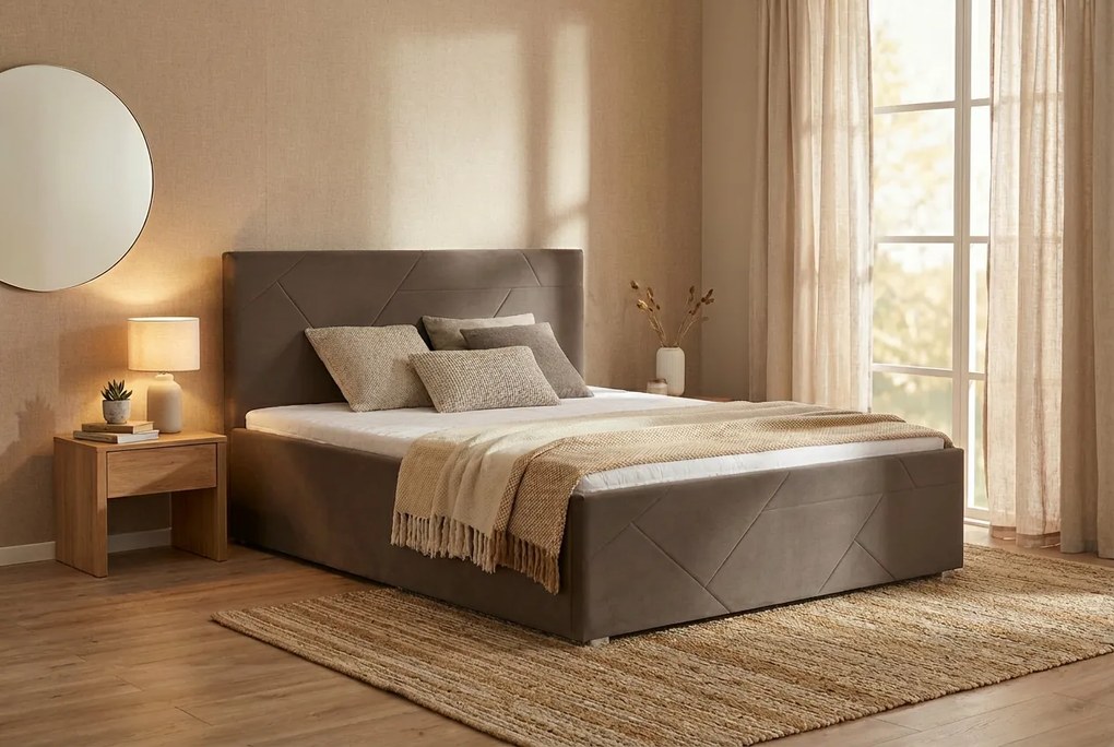 Postel TONY 160x200 cm Hnedá S matracom