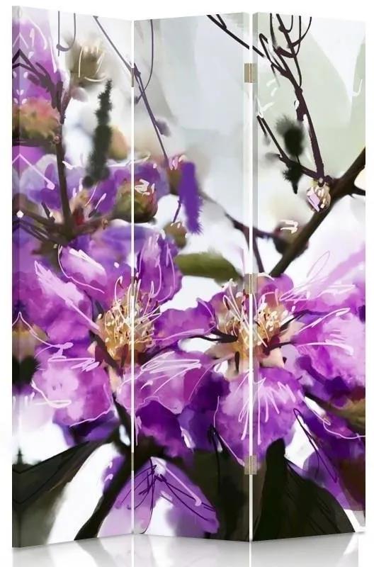 Ozdobný paraván, Magnetické květiny - 110x170 cm, trojdielny, klasický paraván