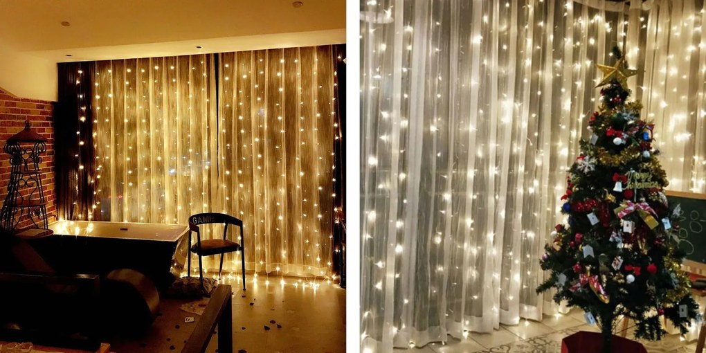 Tutumi Tutumi, LED záves 300 diód 3x3m GL2001, teplé biele svetlo, CHR-00316