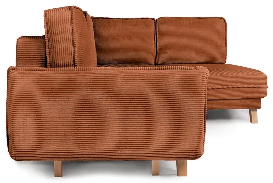 Oranžová menčestrová rozkladacia rohová pohovka Tori – Bonami Selection