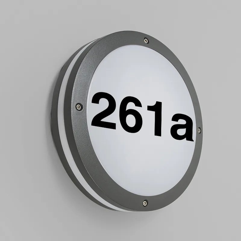 Vonkajšia nástenná lampa antracit s číslom domu IP54 - Glow