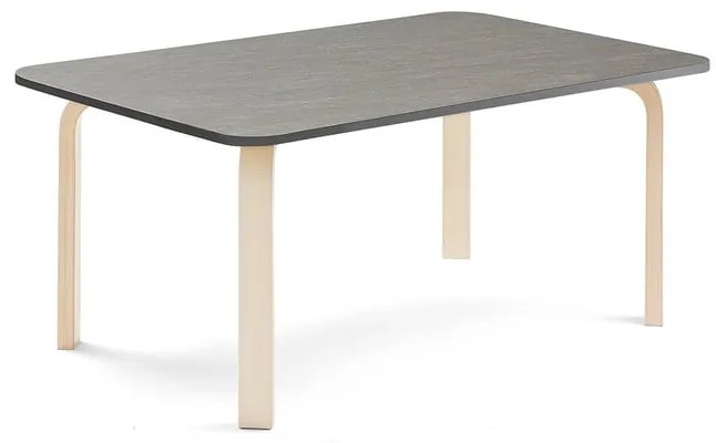 Stôl ELTON, 1200x800x530 mm, linoleum - tmavošedá, breza