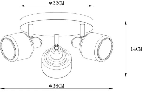 Lucide 77979/13/30 - Bodové svietidlo BJORN 3xE14/40W/230V čierna