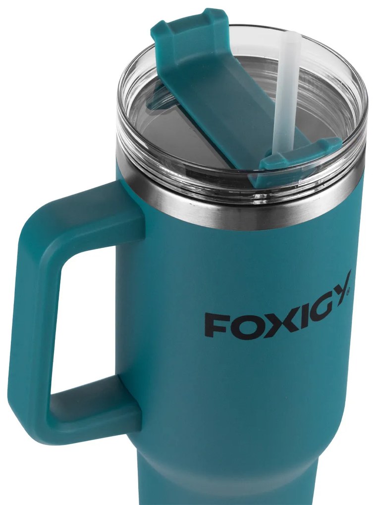 Foxigy Termohrnček do auta so slamkou 1200 ml Navy Blue