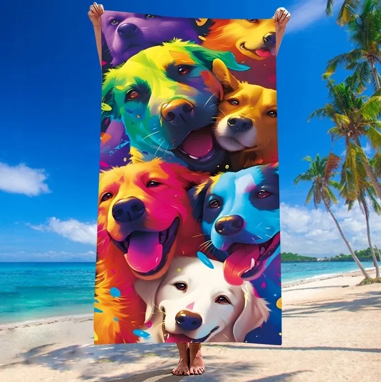 Plážová osuška WOOF 100x180 cm farebná, 100% mikrovlákno