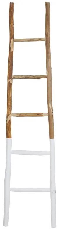 Drevený bielo-prírodné vešiak na uteráky rebrík Sten - 42 * 4 * 180 cm